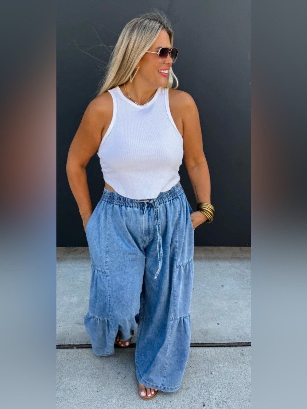 NWT “Echo” Boho Drawstring Waist Jeans Pants. XS.